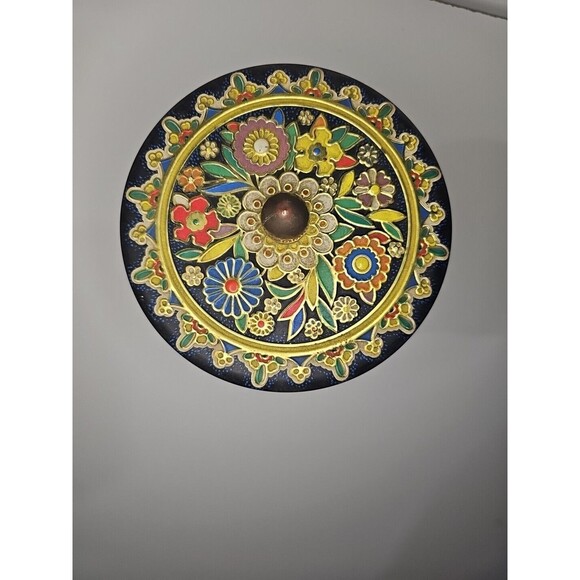 Multicolor Cloisonne Style Floral Tin Metal Made in Holland Lidded - Picture 3 of 8